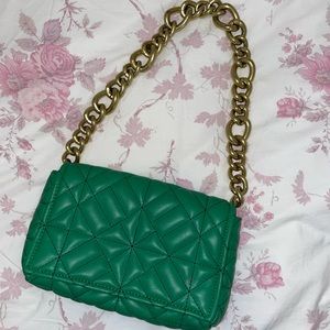 Zara green chain purse